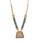 Green pearl temple necklace set adds a touch of traditional sophistication to your festive look.
