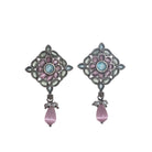 "Oxidized choker with multicolor stones adds a unique and vibrant touch for festive occasions."
