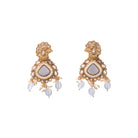 "Gold-tone necklace with grey stones and Kundan for a chic, modern appeal."

