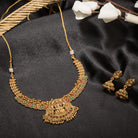 Traditional short temple necklace set, showcasing intricate craftsmanship and charm.
