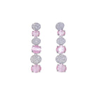 Pink and white zircon stones combine for a vibrant, elegant necklace design.
