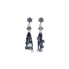 "Sophisticated black pearl long necklace set exudes elegant charm."
