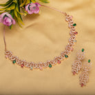 Rose gold necklace set with multi-color zircon for vibrant sophistication
