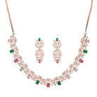 Rose gold necklace set with multi-color zircon for vibrant sophistication
