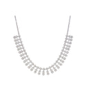 Elegant zircon necklace in silver polish offers rich, sophisticated charm.
