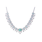 Light green zircon necklace adds a fresh, elegant touch to your festival style.
