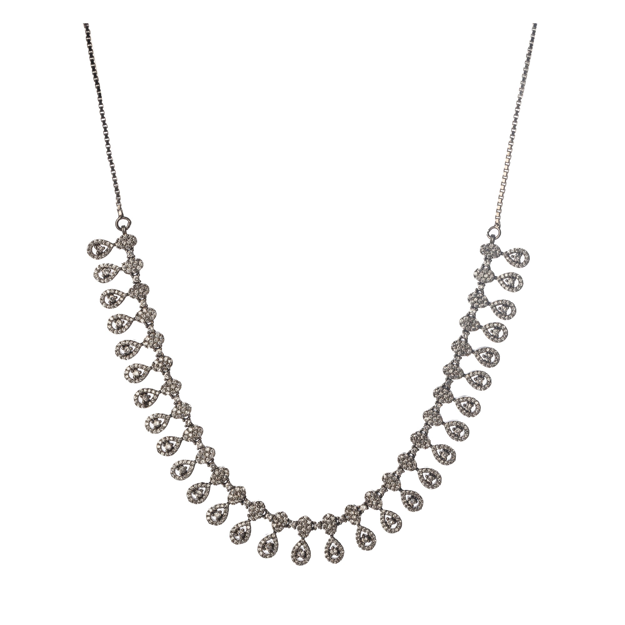 Bold black zircon necklace offering a striking and sophisticated contrast for festivals.
