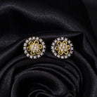 "Zircon studs with gold polish offer timeless sparkle and a luxurious touch for casual occasions."
