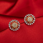 "Zircon studs with gold polish offer timeless sparkle and a luxurious touch for casual occasions."
