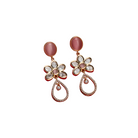 "Orchid gold-tone dangler earrings add a pop of color and refined shine for parties."
