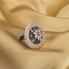 Multicolor zircon finger ring showcasing vibrant hues for a playful touch.

