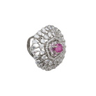 Zircon finger ring with pink stone adds a delicate and elegant touch, perfect for any occasion.
