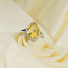 Zircon finger ring with yellow stone provides a bright and cheerful sparkle for casual wear.
