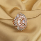Rose gold zircon finger ring adds a warm and sophisticated sparkle, perfect for parties.
