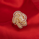 Gold-tone zircon finger ring combines dazzling sparkle with timeless elegance.

