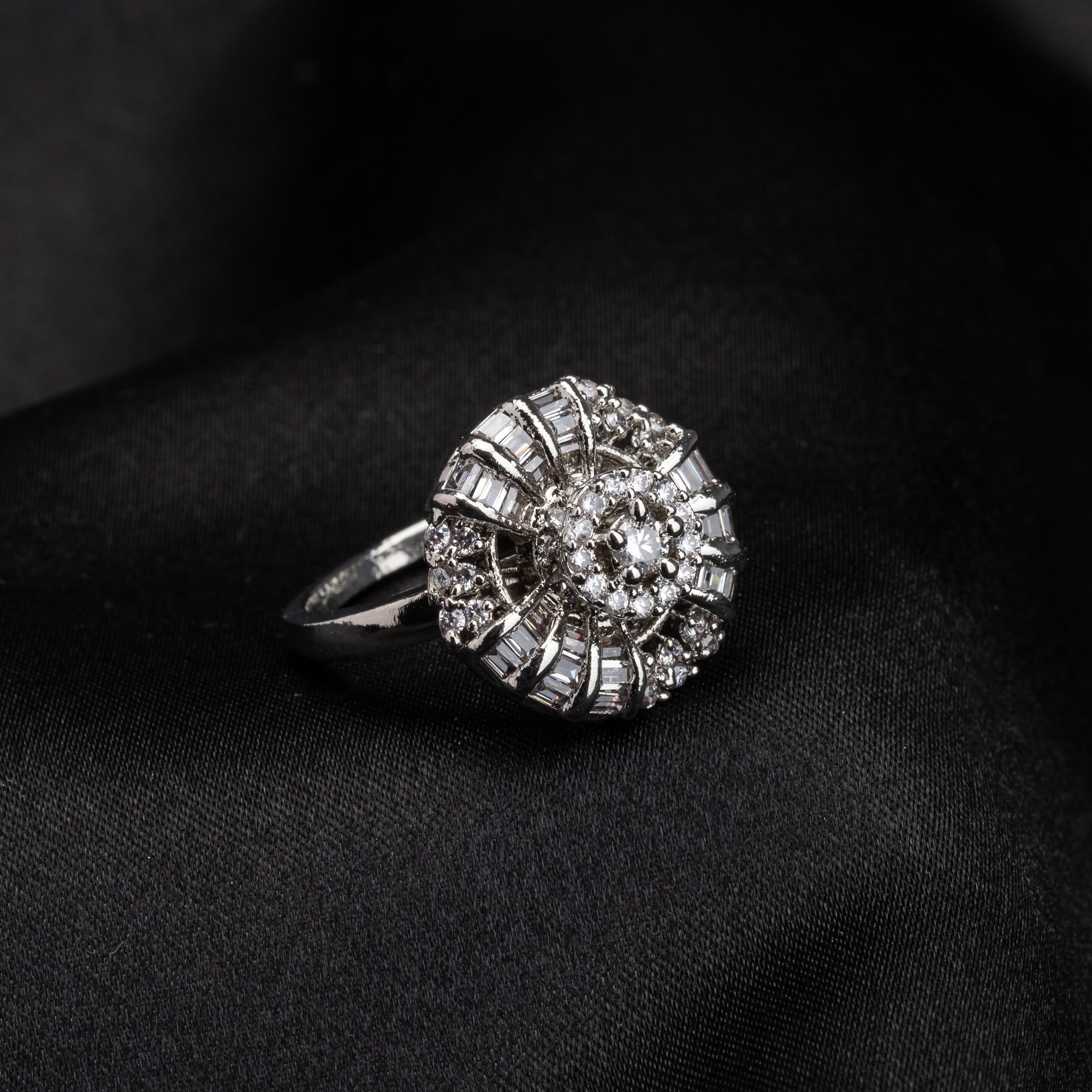 Silver zircon finger ring adds timeless sparkle and versatile elegance for casual wear.
