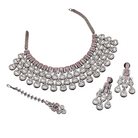 Orchid zircon bridal necklace set with earrings and maangtika.
