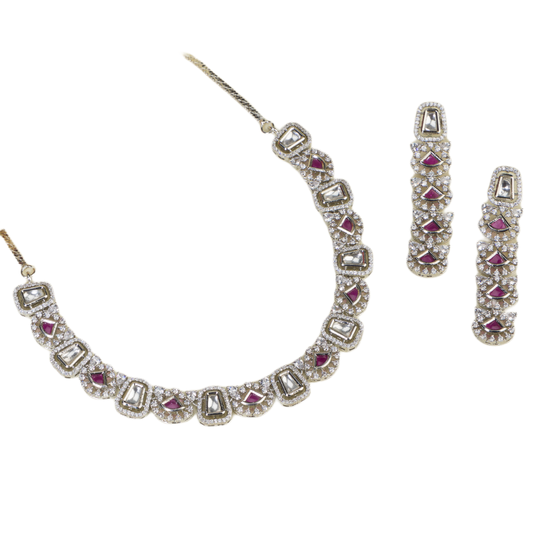 Purple zircon necklace set in silver for an elegant and stylish party look.

