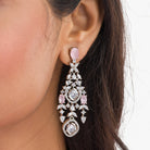 Turquoise zircon necklace set with earrings and bracelet for an elegant and charming party look.
