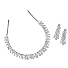 White zircon necklace set with matching earrings for timeless elegance and sophistication.
