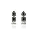 Oxidised choker set with black stones and matching earrings for a stunning festive appearance.
