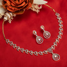 Golden polish zircon necklace set with matching earrings, blending luxury and elegance.
