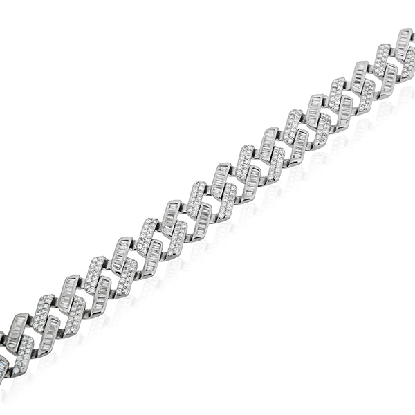 Unisex 925 silver bracelet with dazzling zircon studs for versatile and stylish wristwear.
