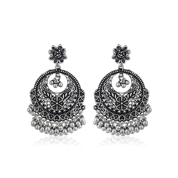 "Exquisitely crafted oxidized danglers with vintage charm, perfect for festive elegance."
