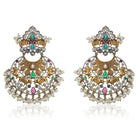 "Beautiful oxidized chandbali earrings with intricate designs and small pearls, offering a classic touch."
