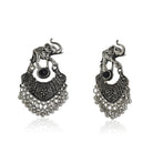 Charming oxidized elephant-design hoops blending tradition with a unique touch.
