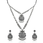 Beautiful oxidized long necklace set with intricate detailing and vintage charm for festive style.
