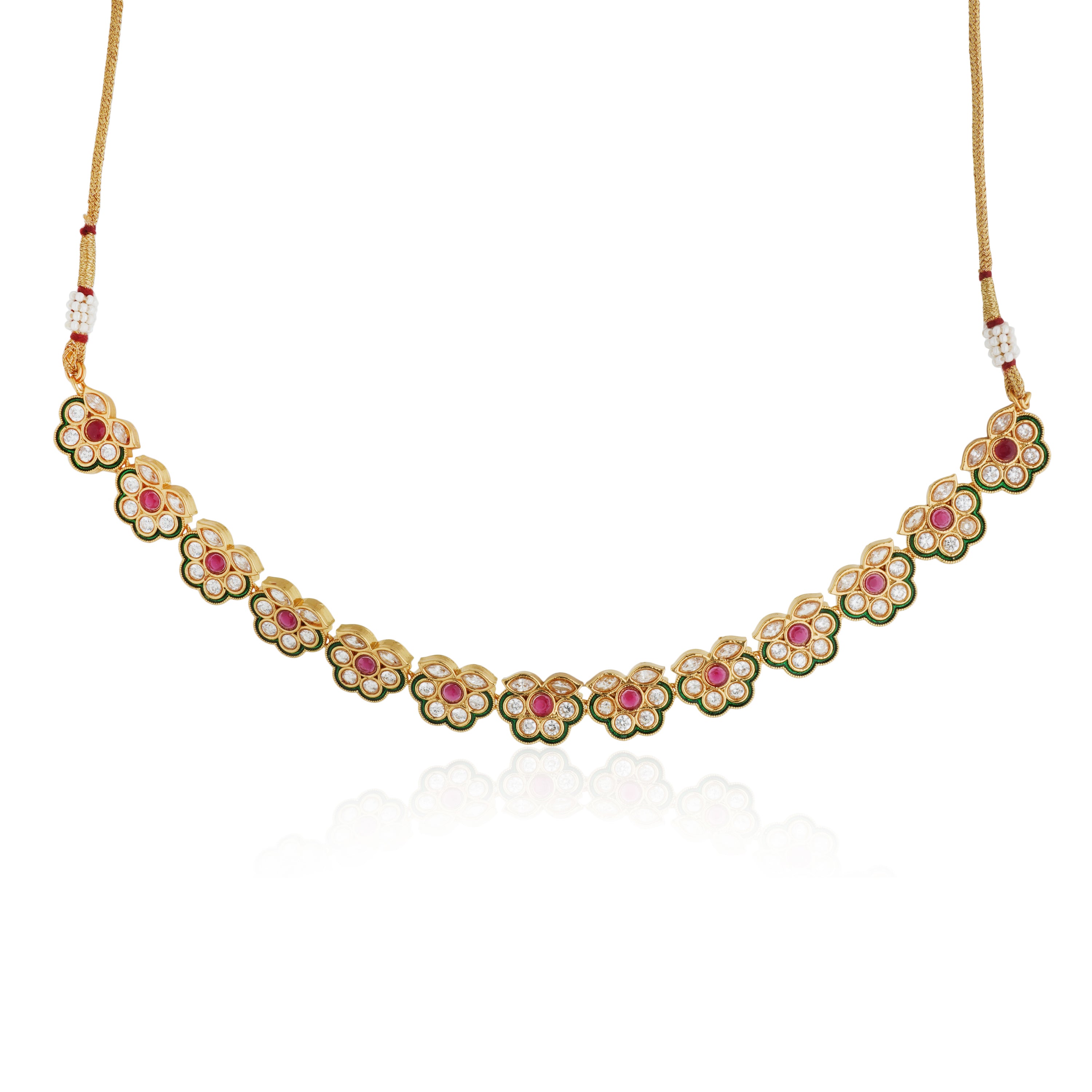 Exquisite Goddess Laxmi crafted temple necklace set with intricate design for festive occasions.
