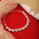 Exquisite Goddess Laxmi crafted temple necklace set with intricate design for festive occasions.
