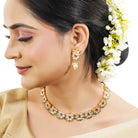 Exquisite Goddess Laxmi crafted temple necklace set with intricate design for festive occasions.

