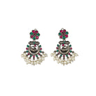 Intricate oxidized necklace set with a beautiful peacock design for a festive look.
