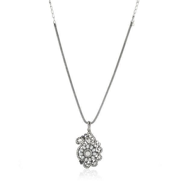 Elegant oxidized necklace set with intricate detailing, adding vintage charm to any outfit.
