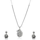 Elegant oxidized necklace set with intricate detailing, adding vintage charm to any outfit.
