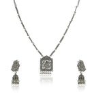 Elegant oxidized long necklace set, perfect for festive looks with a traditional touch.
