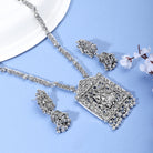 Elegant oxidized long necklace set, perfect for festive looks with a traditional touch.
