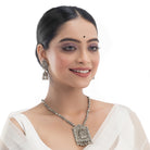 Elegant oxidized long necklace set, perfect for festive looks with a traditional touch.
