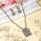 Elegant oxidized long necklace set, perfect for festive looks with a traditional touch.
