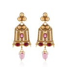 Elegant gold-tone choker necklace set with matching earrings, perfect for festive occasions
