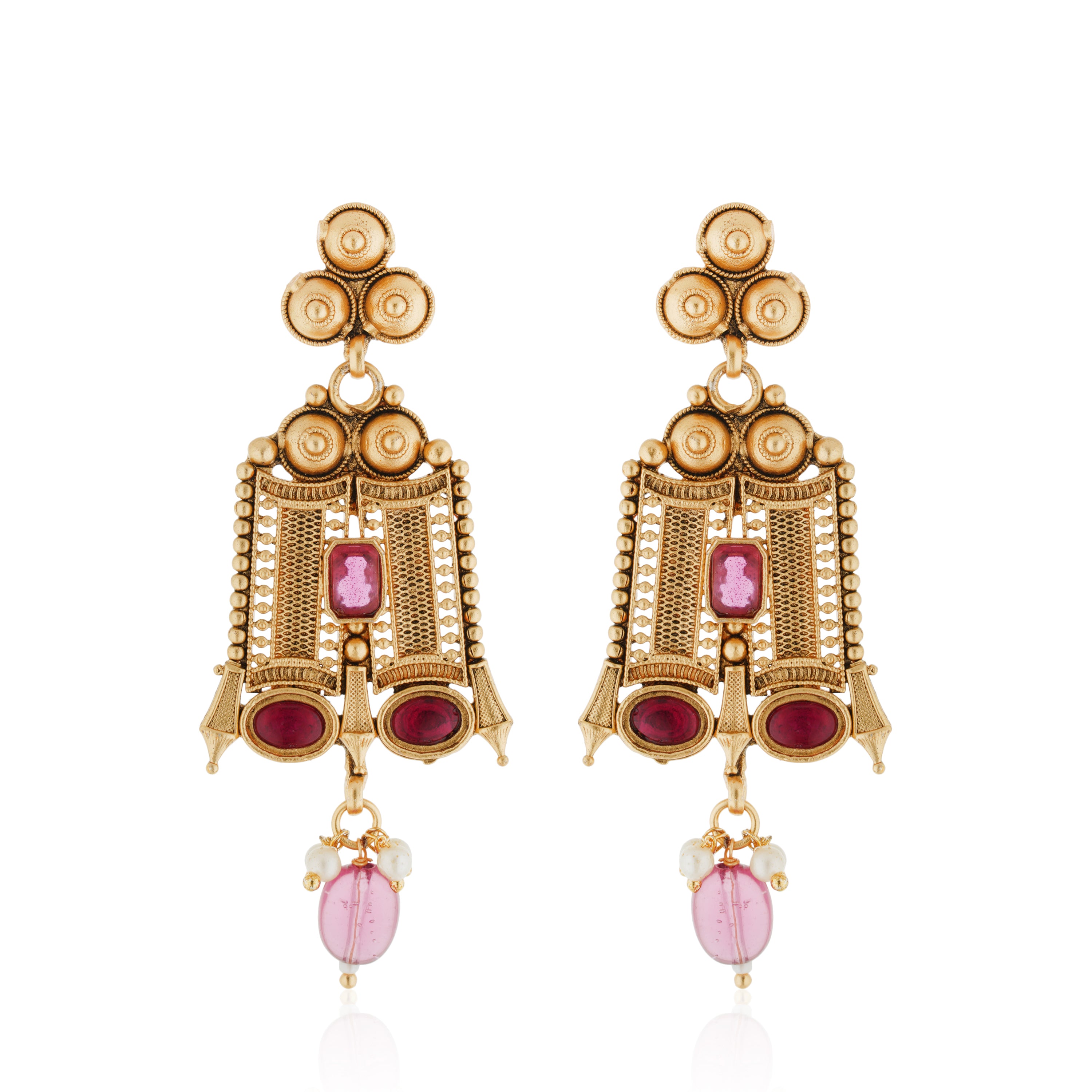 Elegant gold-tone choker necklace set with matching earrings, perfect for festive occasions
