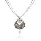 "Charming oxidized silver short necklace set with vintage detailing for any festive outfit."
