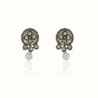 "Charming oxidized silver short necklace set with vintage detailing for any festive outfit."
